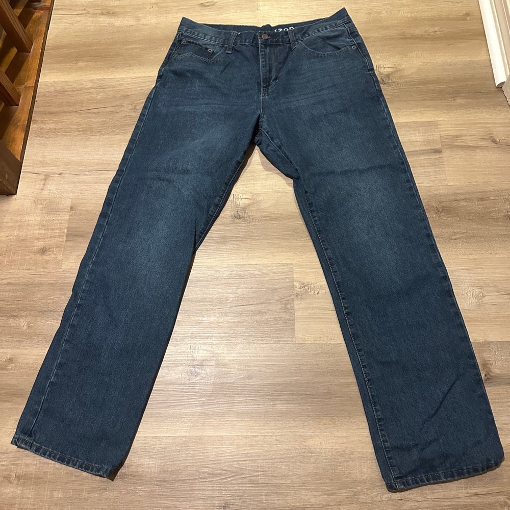 Izod Men's Straight Jeans in Dark Blue Denim
